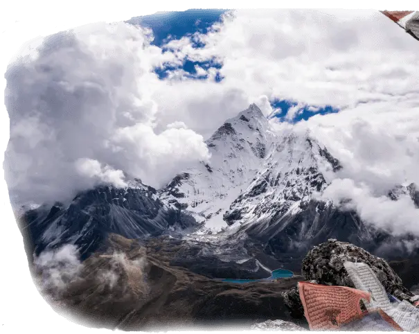 Scene of mountain top within clouds