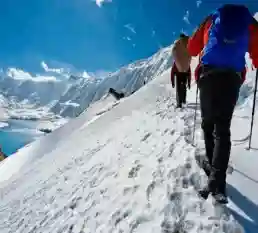 People trekking on the mountains